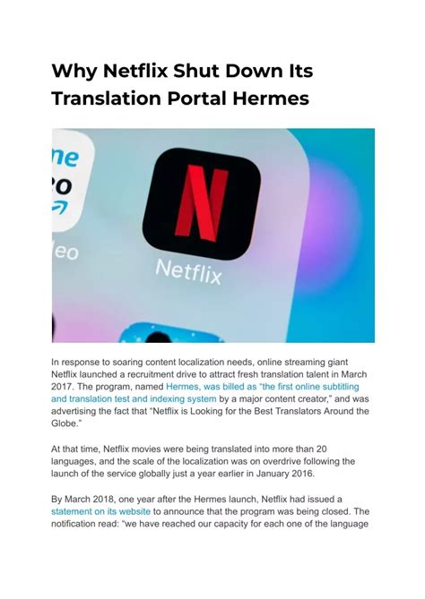 Why Netflix Shut Down Its Translation Portal Hermes 